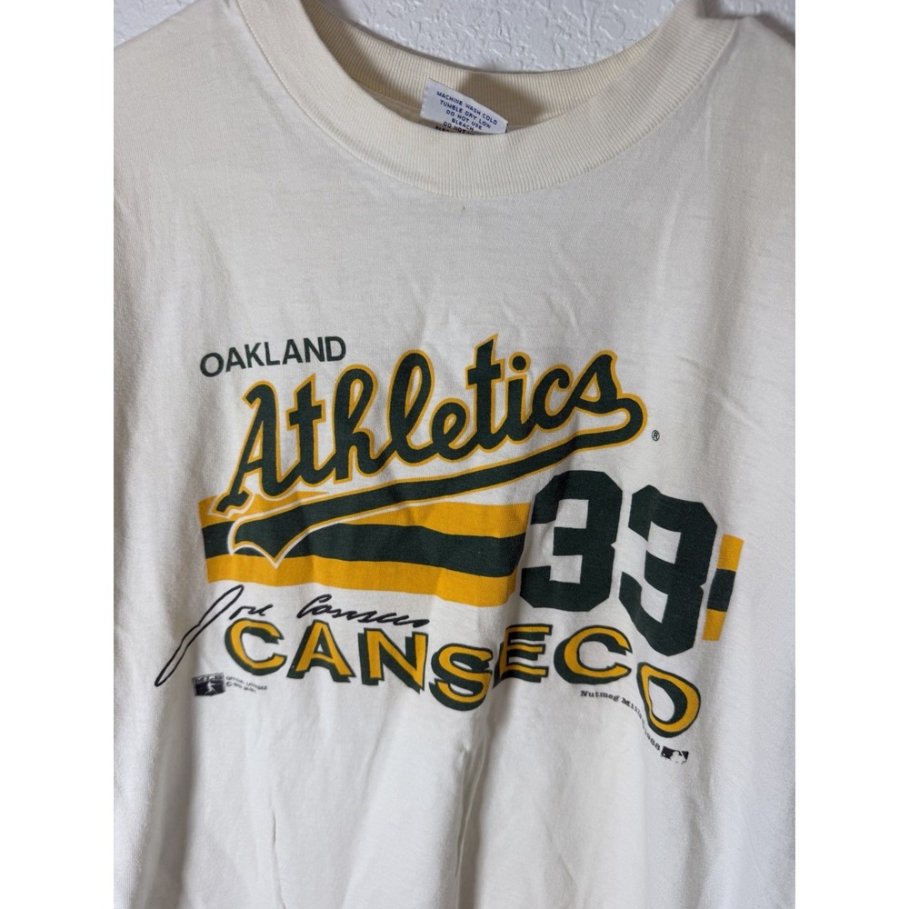 Vintage 1988 Jose Canseco Oakland A's Nutmeg Mills T Shirt Single Stitch Large - Picture 2 of 8